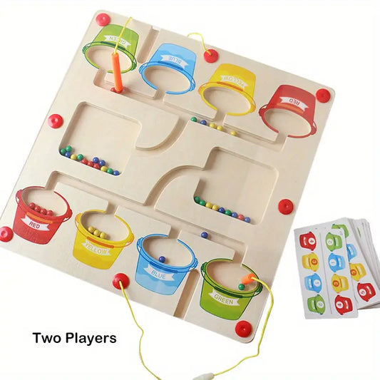 Labirinto Magnetico in Legno: Puzzle Montessori per Numeri e Colori
