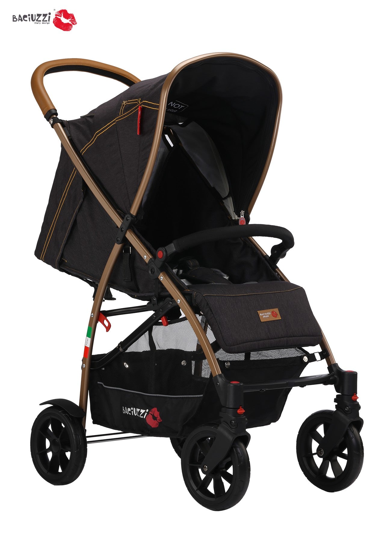 BXT Passeggino leggero con ruote grandi Jeans Black Baciuzzi