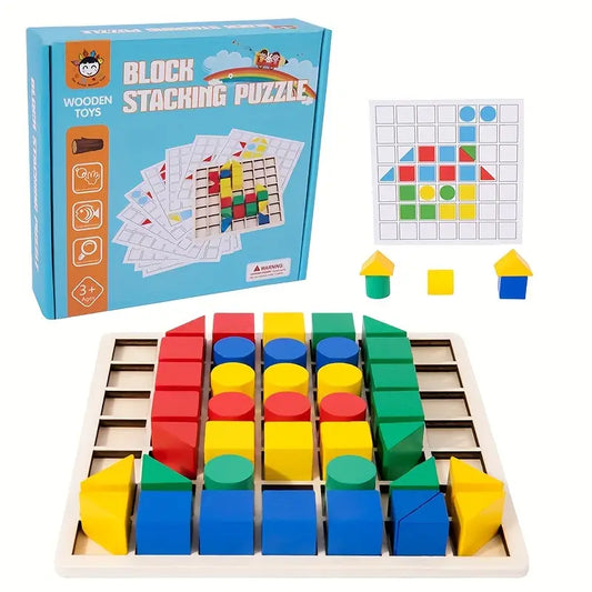 Puzzle di Blocchi di Giunzione Creativa in Legno Montessori