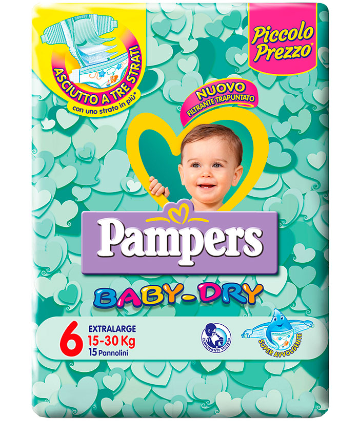 PAMPERS BABY DRY 15-30 EXTRALARGE TG 6 PZ 13