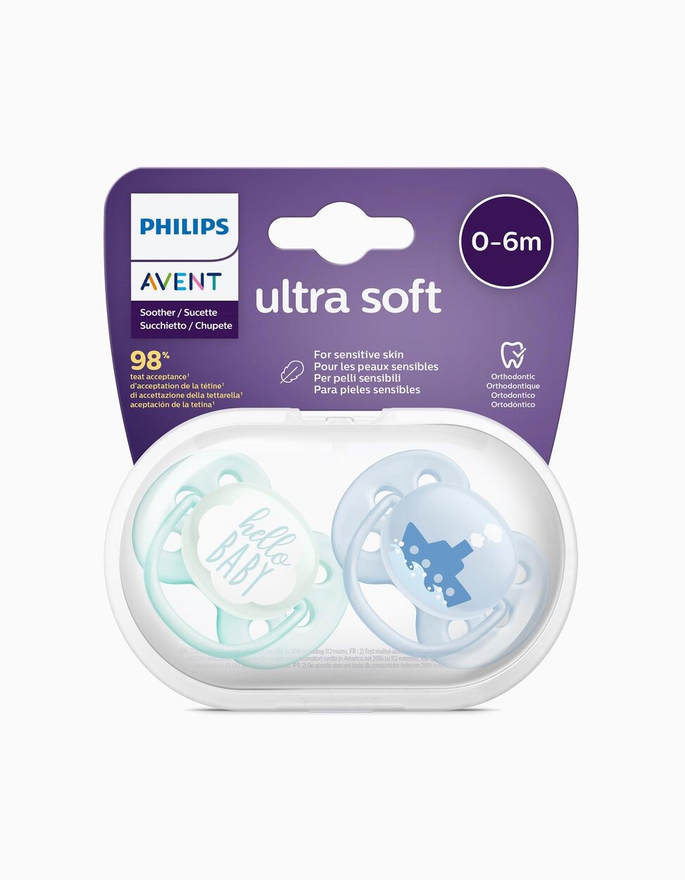 AVENT SUCCHIETTI ULTRASOFT 0-6M 2PZ MASCHIO HELLO