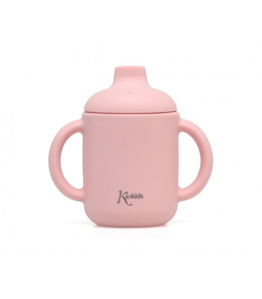 KIOKIDS TAZZA SILICONE ROSA 120ML CON MANICI 4M+