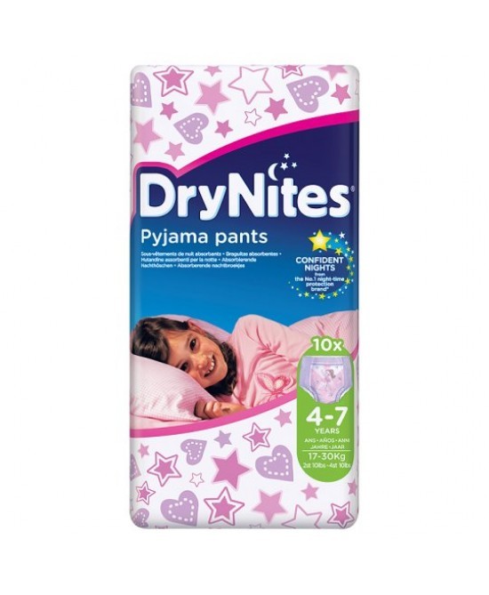 DRYNITES 4-7 ANNI GIRL 17-30KG PZ.10 PANNOLINO NOTTE HUGGIES