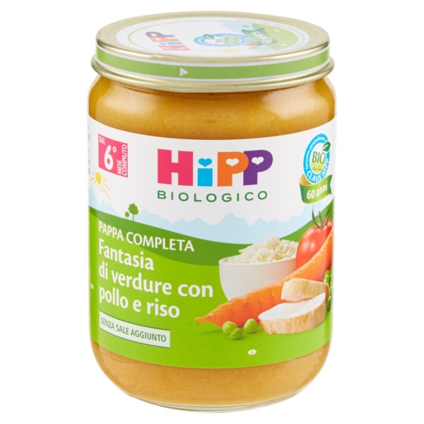 HIPP PAPPA COMPLETA FANTASIA DI VERDURE CON POLLO E RISO 19